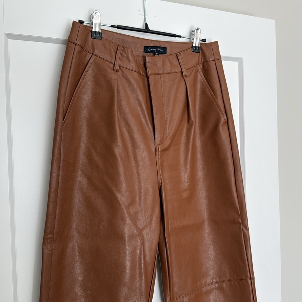 Faux leather brown trouser pants - Picture 3 of 6